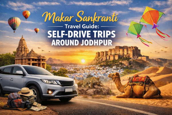 Makar Sankranti self drive trips around Jodhpur with desert road, kites, and Mehrangarh Fort